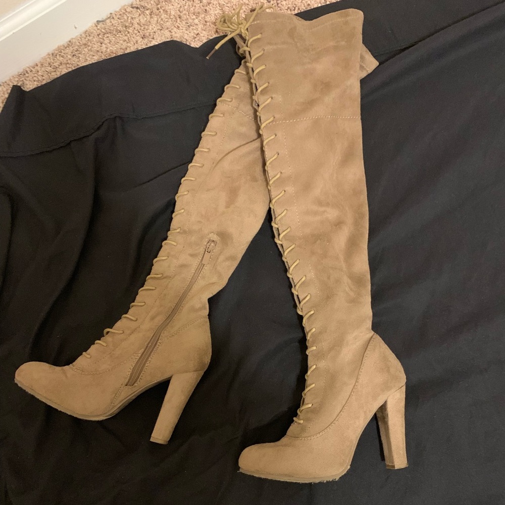 Tan Suede Thigh High Boot